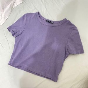 Zara basic dark purple crop top